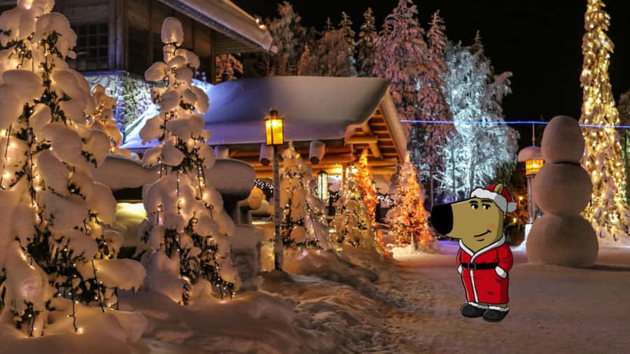 Chill Guy Christmas Winter Scene Wallpaper