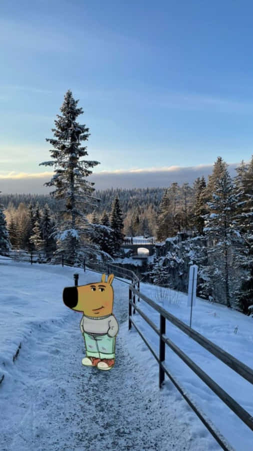 Chill Guy Christmas Winter Walk Wallpaper