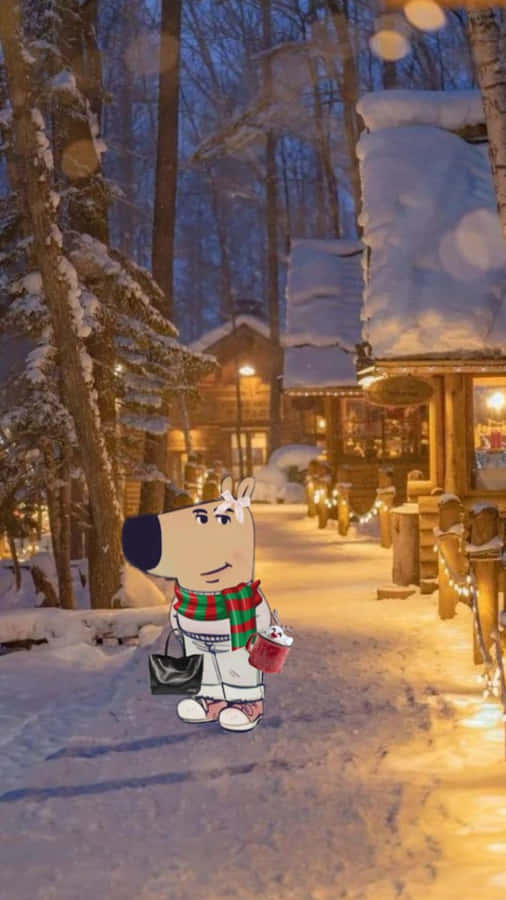 Chill Guy Christmas Winter Walk Wallpaper