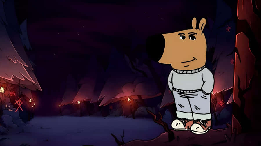 Chill Guy In Dark Cave Wallpaper