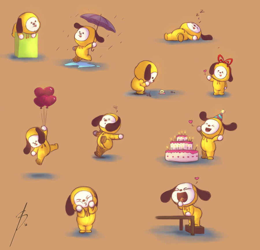 Chimmy Bt21 Cartoon Fanart Wallpaper