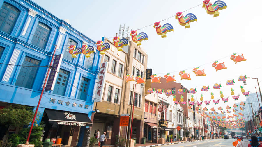 Chinatown_ Singapore_ Colorful_ Street_ Decorations Wallpaper