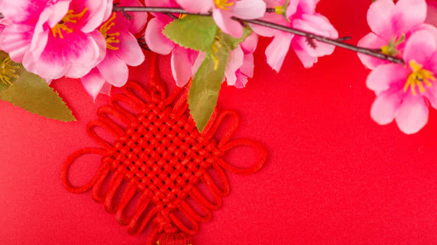 Chinese Knot With Cherry Blossoms Wallpaper
