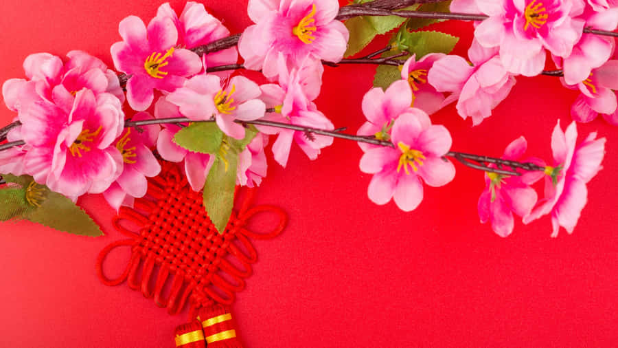 Chinese Knots With Cherry Blossoms Wallpaper