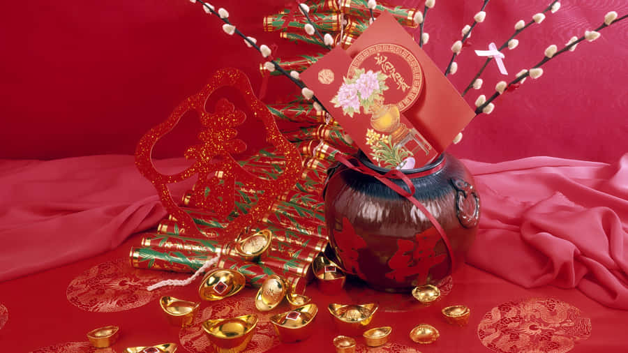Chinese New Year Firecracker Decorations Wallpaper