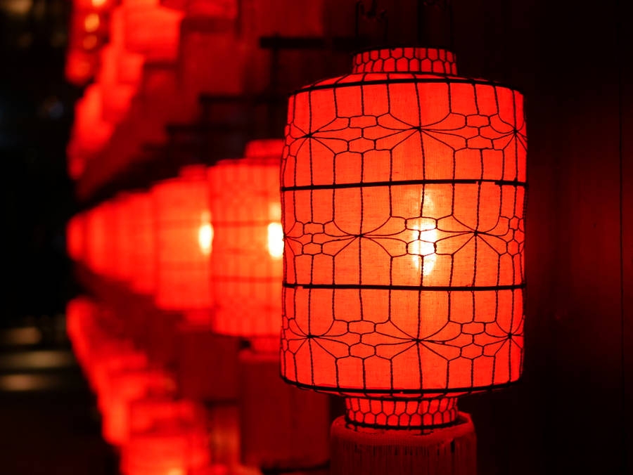 Chinese New Year Lanterns At Night Wallpaper