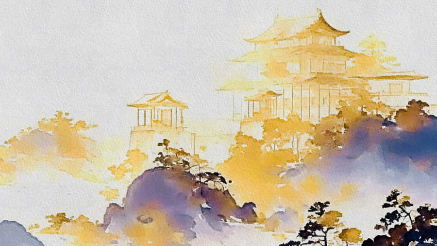 Chinese Watercolor Landscape Painting Wallpaper