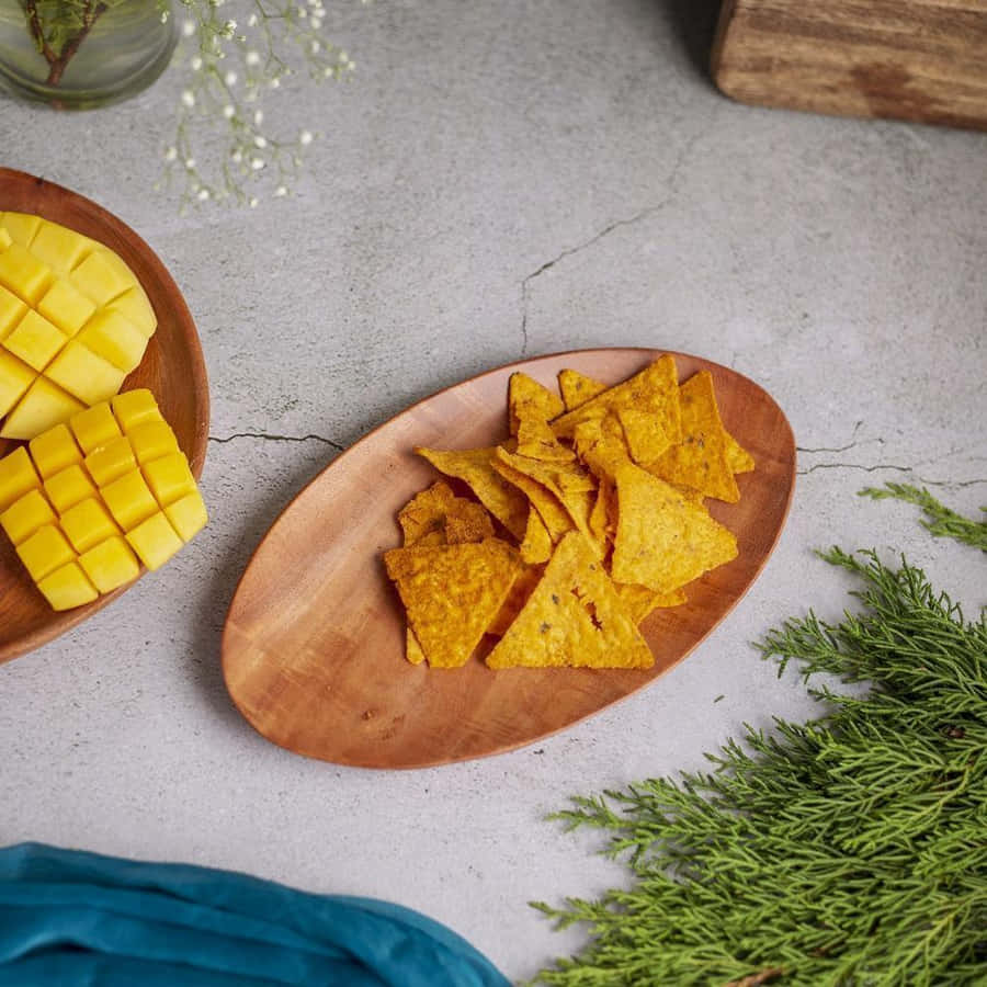 Chips On An Oval Tray Wallpaper