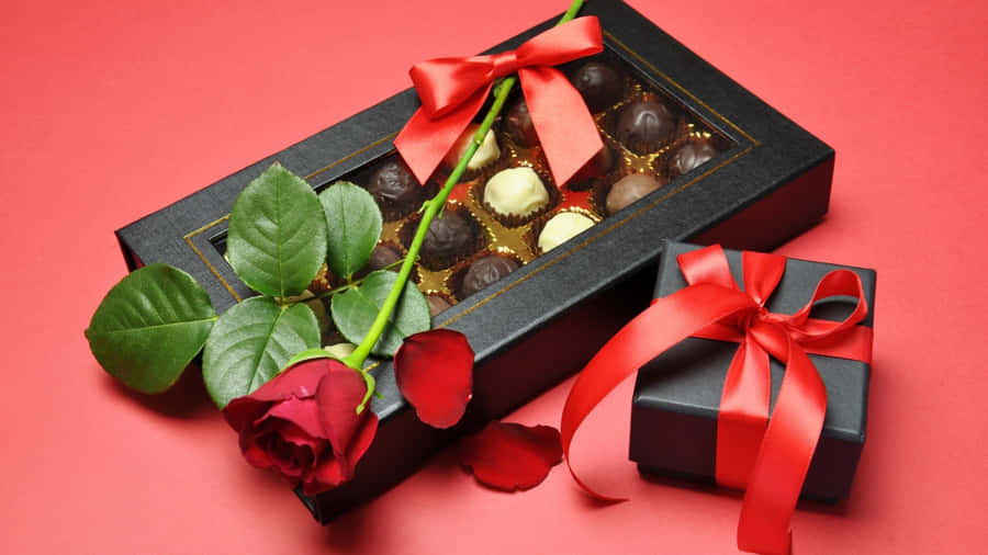 Chocolate Box With Rose Wallpaper