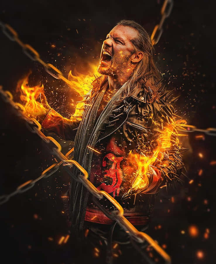 Chris Jericho Aew Fire Chain Wallpaper