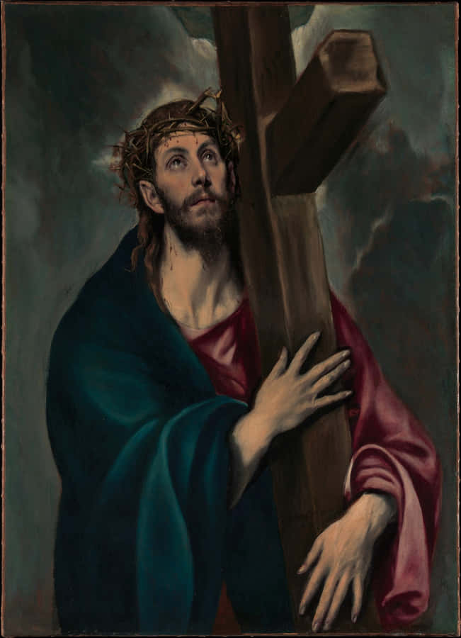 Christ_ Carrying_ Cross_ Painting Wallpaper