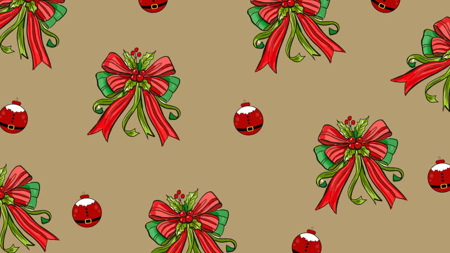 Christmas Bow Pattern Wallpaper