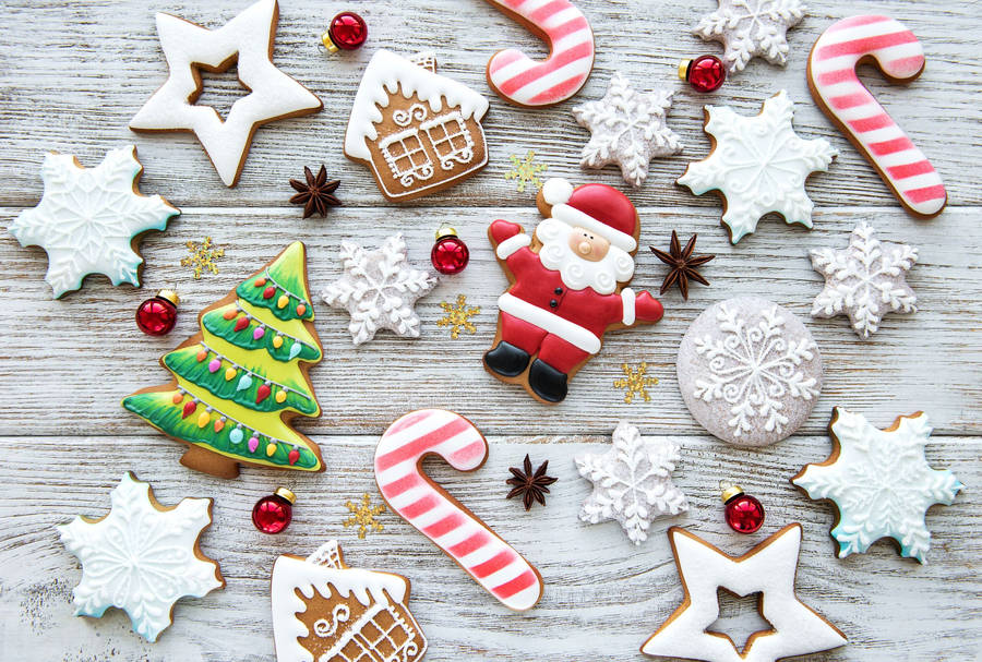 Christmas Cookies With Candy Canes Wallpaper