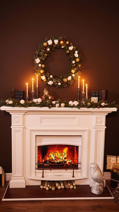 Christmas Fireplace Decoration.jpg Wallpaper