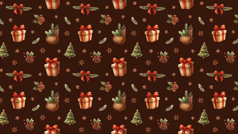 Christmas Gift Wrapping Pattern Wallpaper