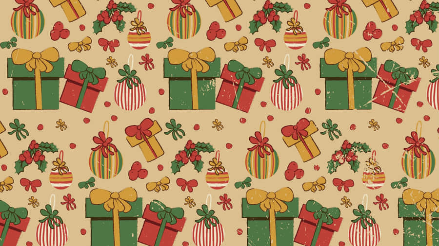 Christmas Gift Wrapping Pattern Wallpaper