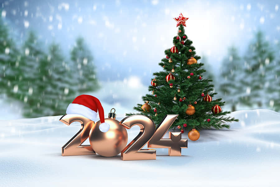 Christmas New Year2024 Celebration Wallpaper