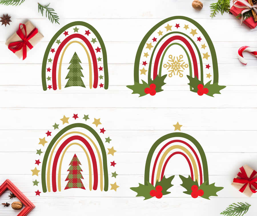 Christmas Rainbow Decorations Wallpaper
