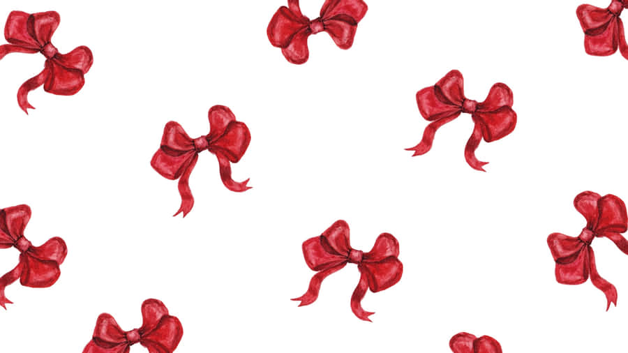 Christmas Red Bow Pattern Wallpaper