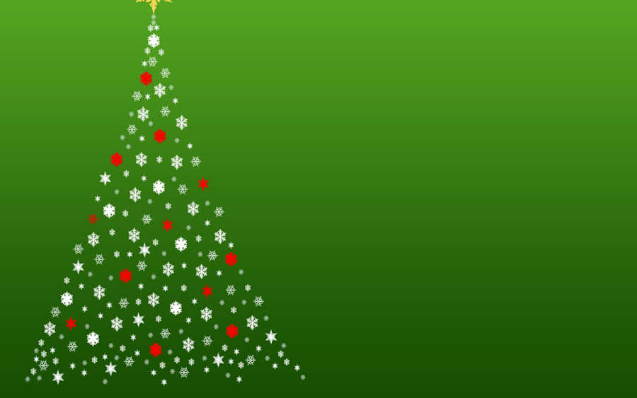 Christmas Tree On Green Background Wallpaper