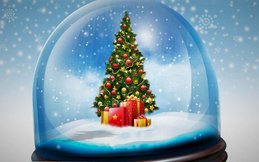 Christmas Tree Snow Globe Wallpaper