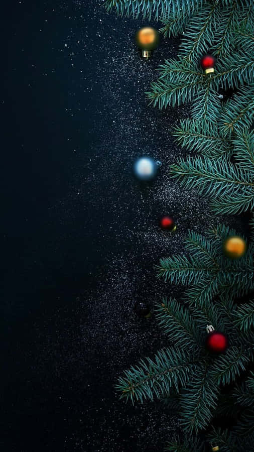 Christmas Wreath And Balls Holiday Iphone Wallpaper