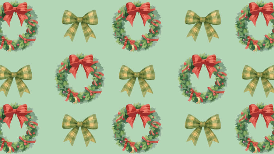 Christmas Wreaths And Bows Wallpaper