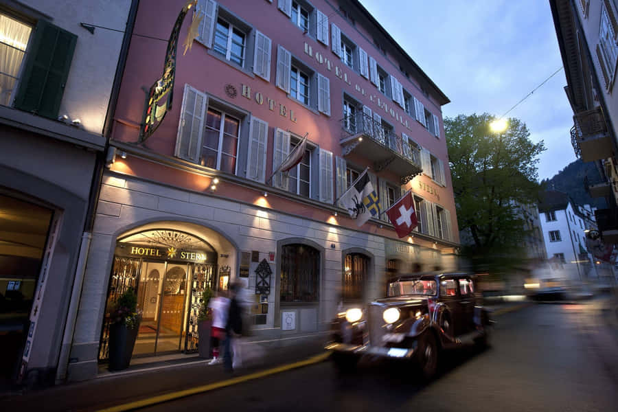 Chur Hotel Stern Evening Scene Wallpaper