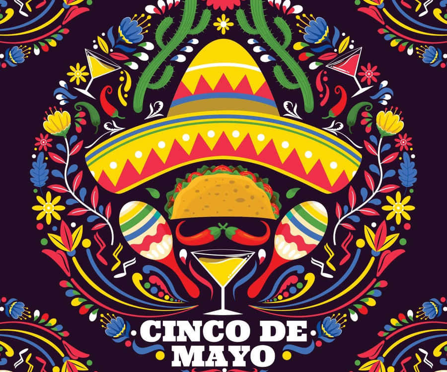 Cinco De Mayo Poster With A Sombrero And A Tequila Wallpaper