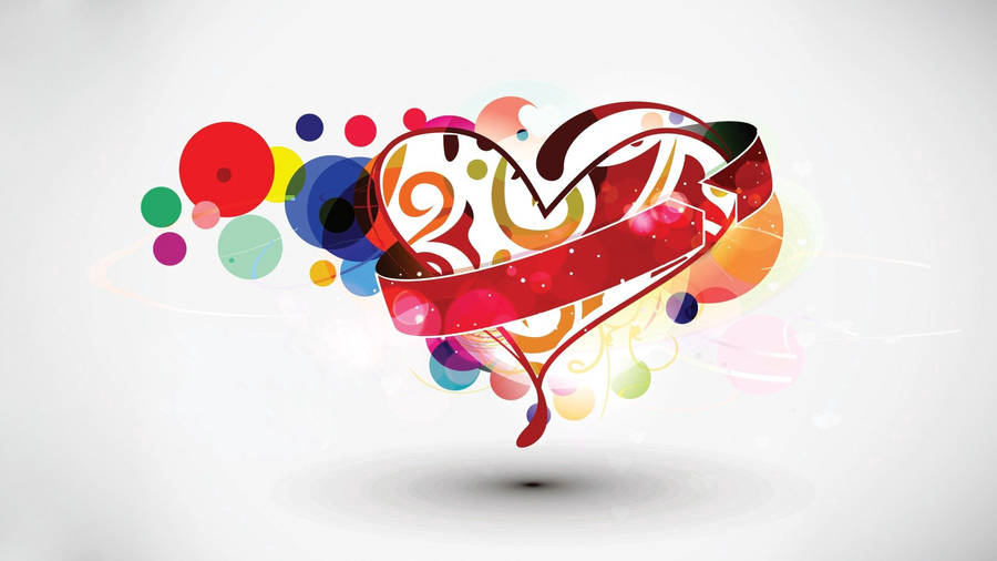 Circles, Lines, And Heart Pattern Wallpaper