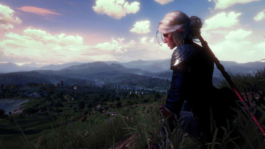 Ciri Overlooking Landscape Witcher3 Wallpaper