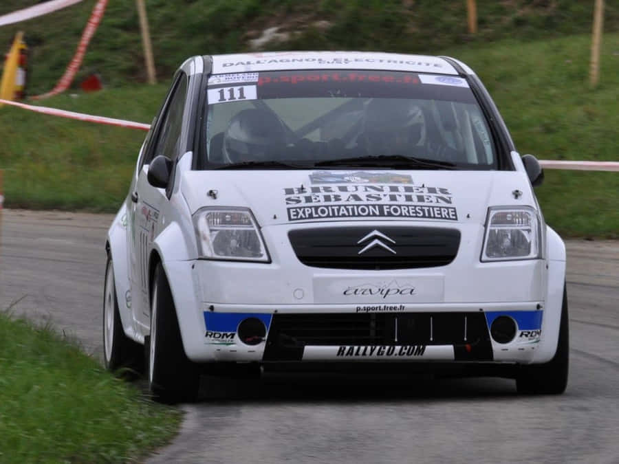 Citroen C2 Super1600 Rally Car Action Wallpaper