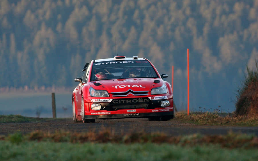 Citroen Rally Car Action Wallpaper