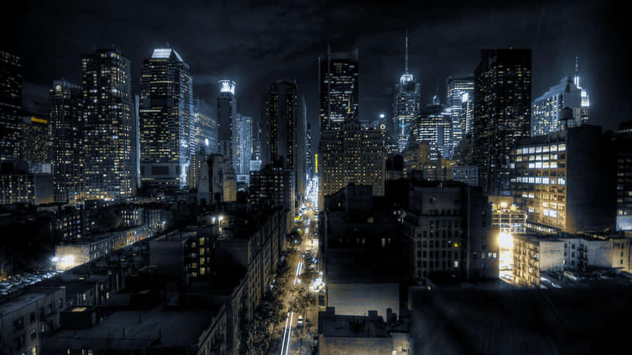 Cityscape Depth Effect Night Wallpaper