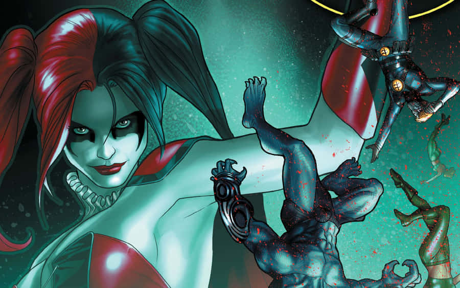Classic Harley Quinn Comic Artwork Wallpaper