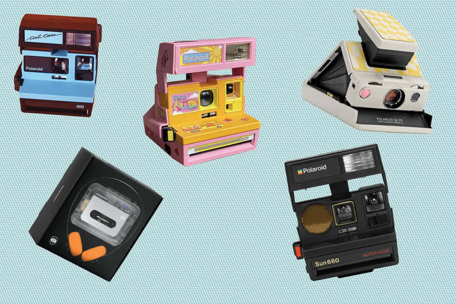Classic Polaroid Cameras Collection Wallpaper