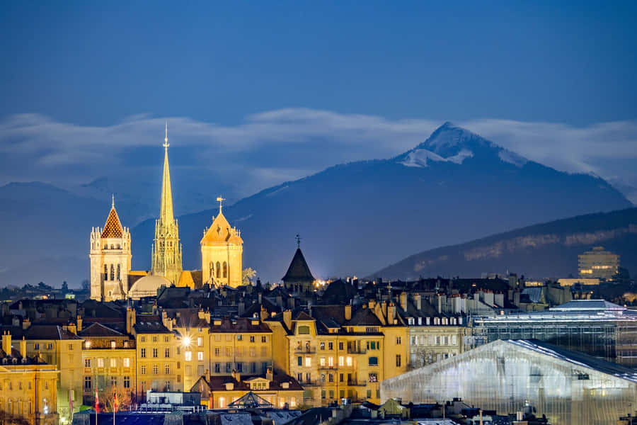 Classic View Of Carouge At Dusk Wallpaper