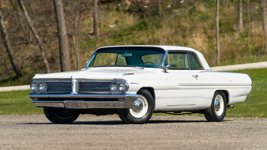 Classic White Pontiac Catalina In Sunshine Wallpaper