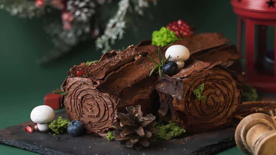 Classic Yule Log Cake Wallpaper