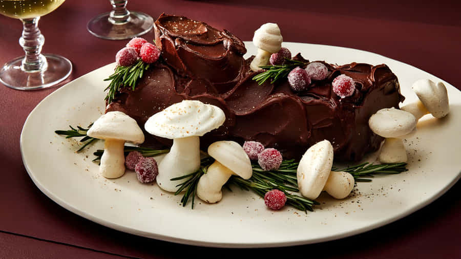 Classic Yule Log Cake Wallpaper