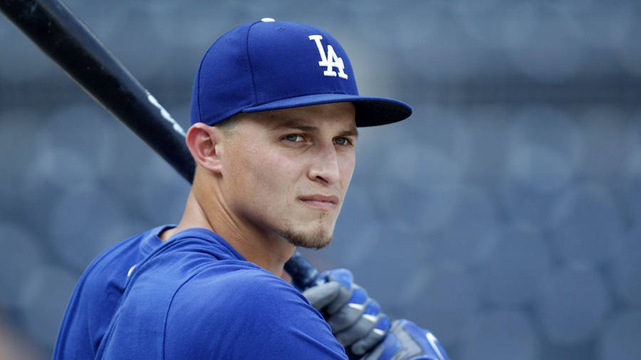 Close-up Photo Of Corey Seager Holding Bat Wallpaper