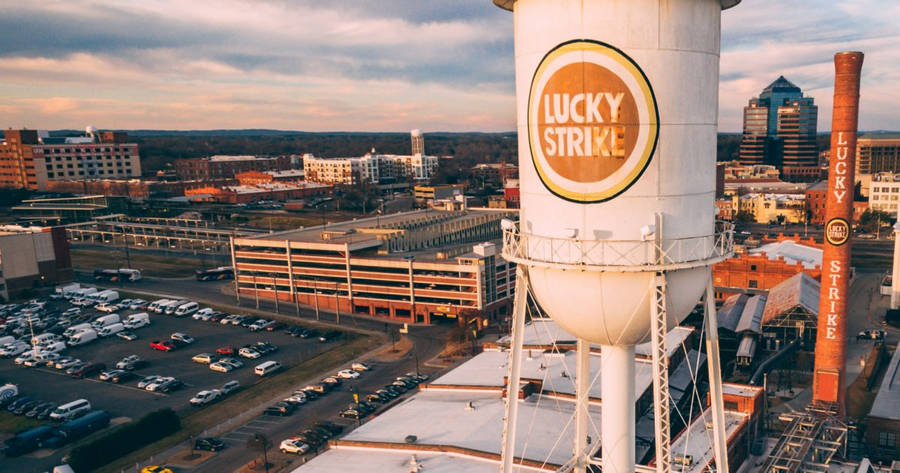 Close-up Photo Of Lucky Strike Tower In Durham Nc Wallpaper