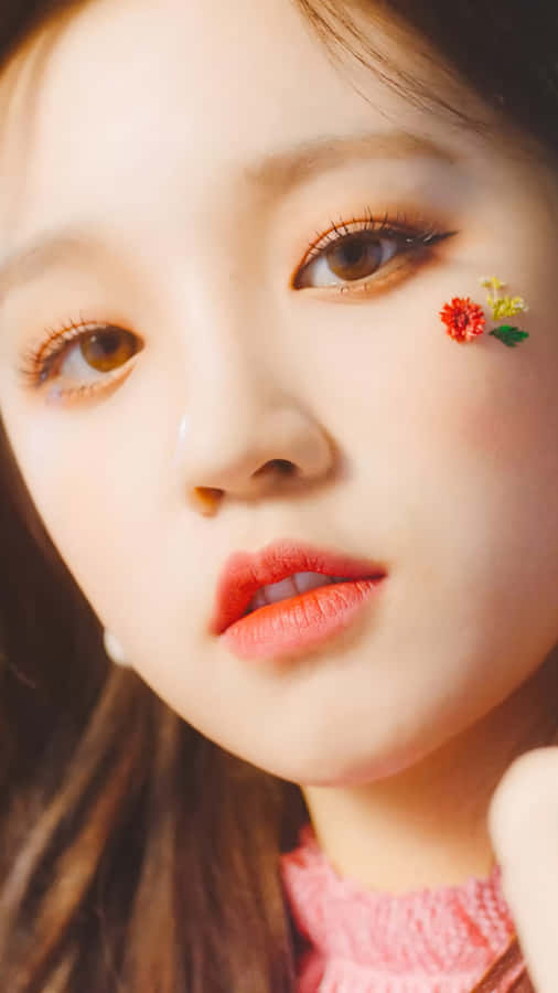Close Up Portrait Floral Cheek Accent Wallpaper
