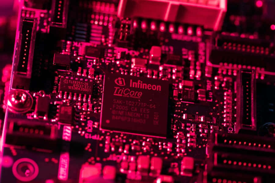 Close-up View Of Electronic Components On A Circuit Board Wallpaper