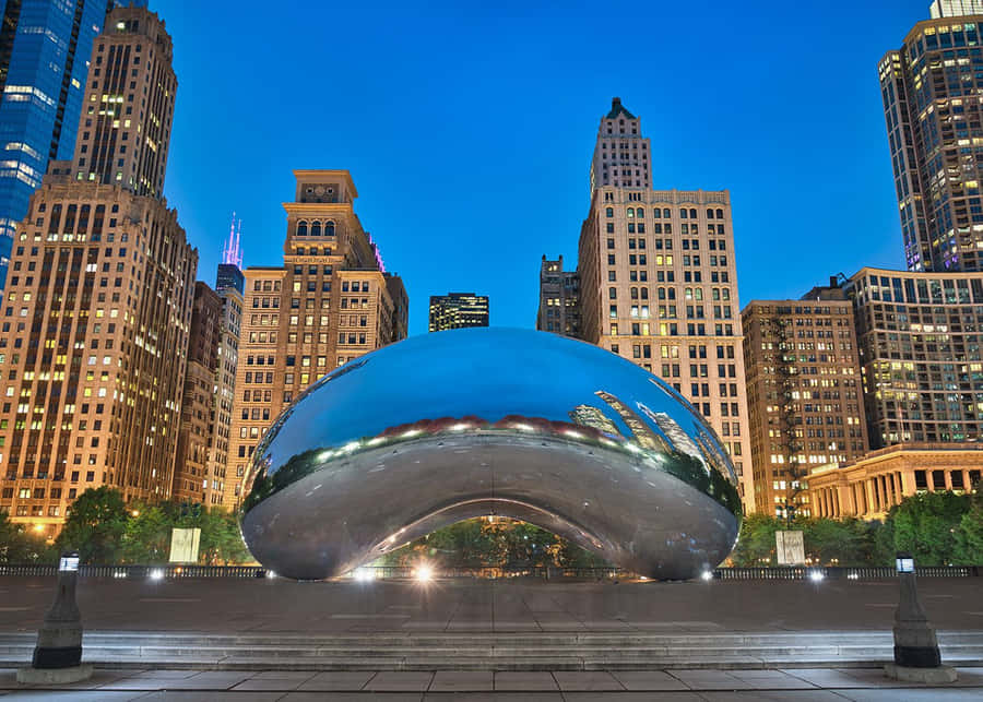 Cloud Gate Under The Blue Night Sky Wallpaper