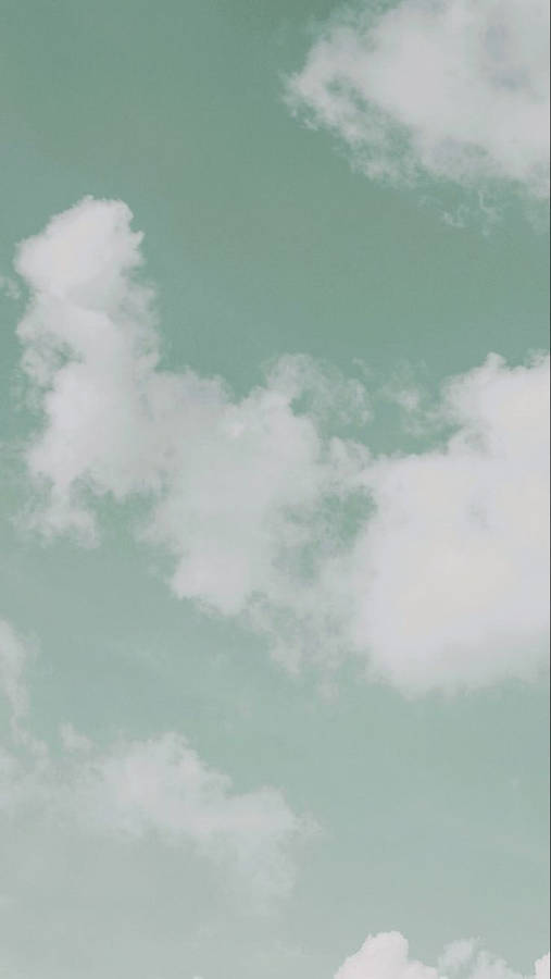 Clouds Against Mint Green Iphone Wallpaper