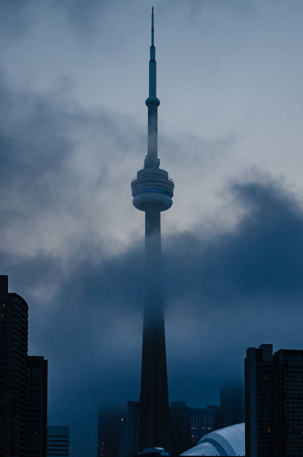 Cn Tower Covered In Clouds Wallpaper