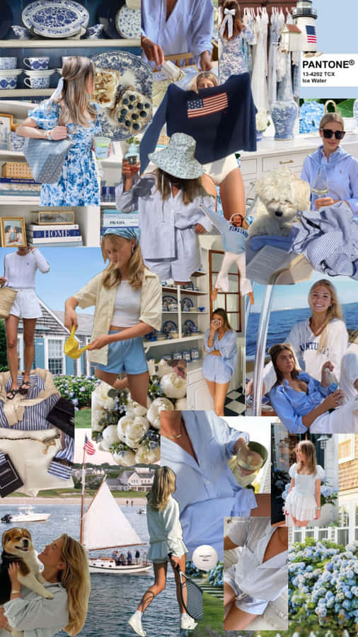Coastal Granddaughter Aesthetic Collage Wallpaper