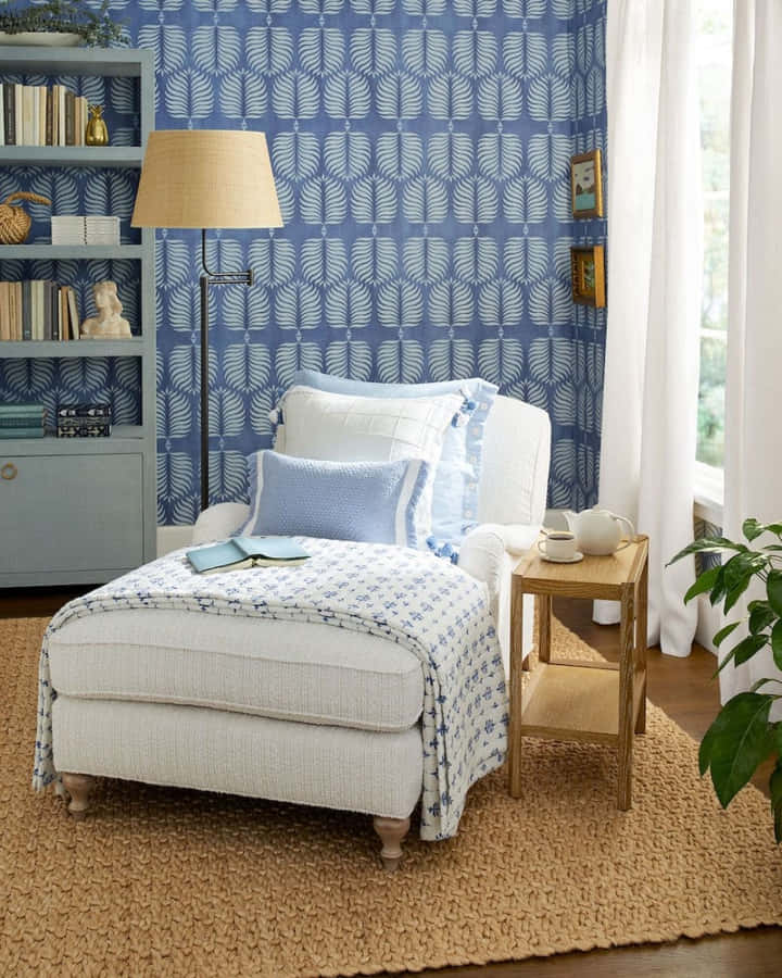 Coastal Inspired Reading Nook Wallpaper
