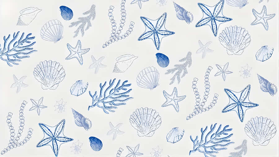 Coastal Marine Life Pattern Wallpaper